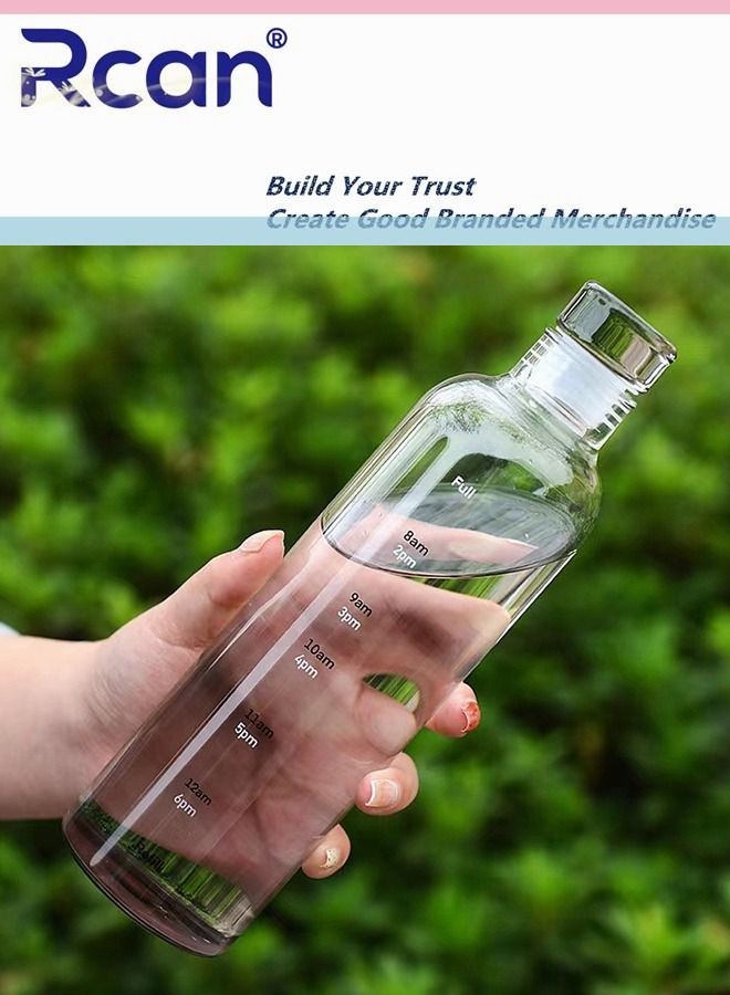 Rcan زجاجة مياه من زجاج بوروسيليكات عالي مع علامات زمنية، 550 مل/19 أونصة، رمادي متدرج، زجاجة مياه محكمة الغلق معزولة مانعة للتسرب للرياضات للأطفال والبالغين والسفر خالية من مادة BPA - Image 1